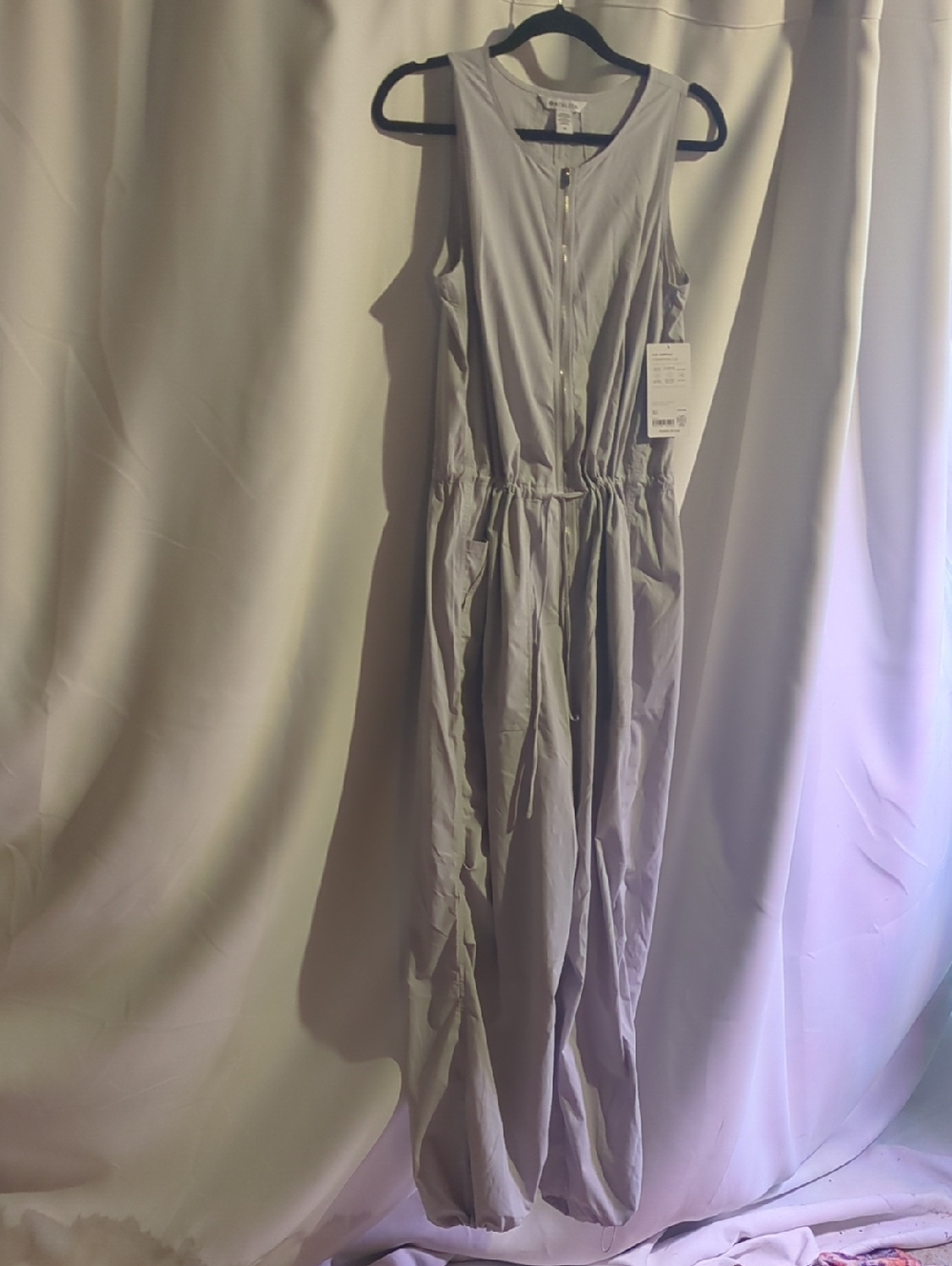 Athleta Light Gray Sleeveless Zip-Front Jumpsuit